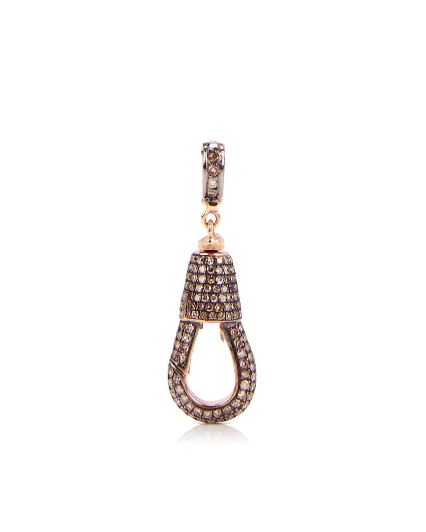 Large Diamond Hook Pendant, Brown Diamonds