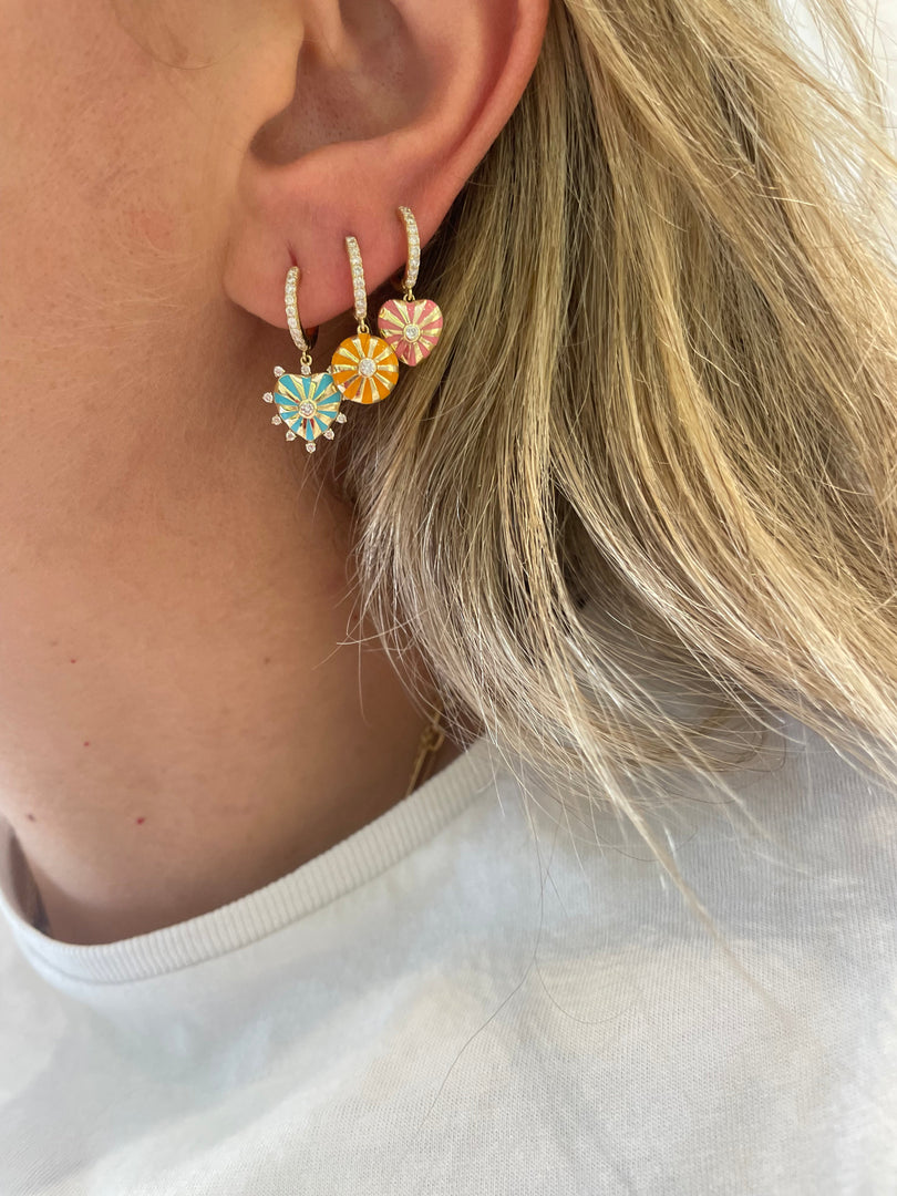 Mini Mila Heart Earrings with Diamonds - Yellow Gold