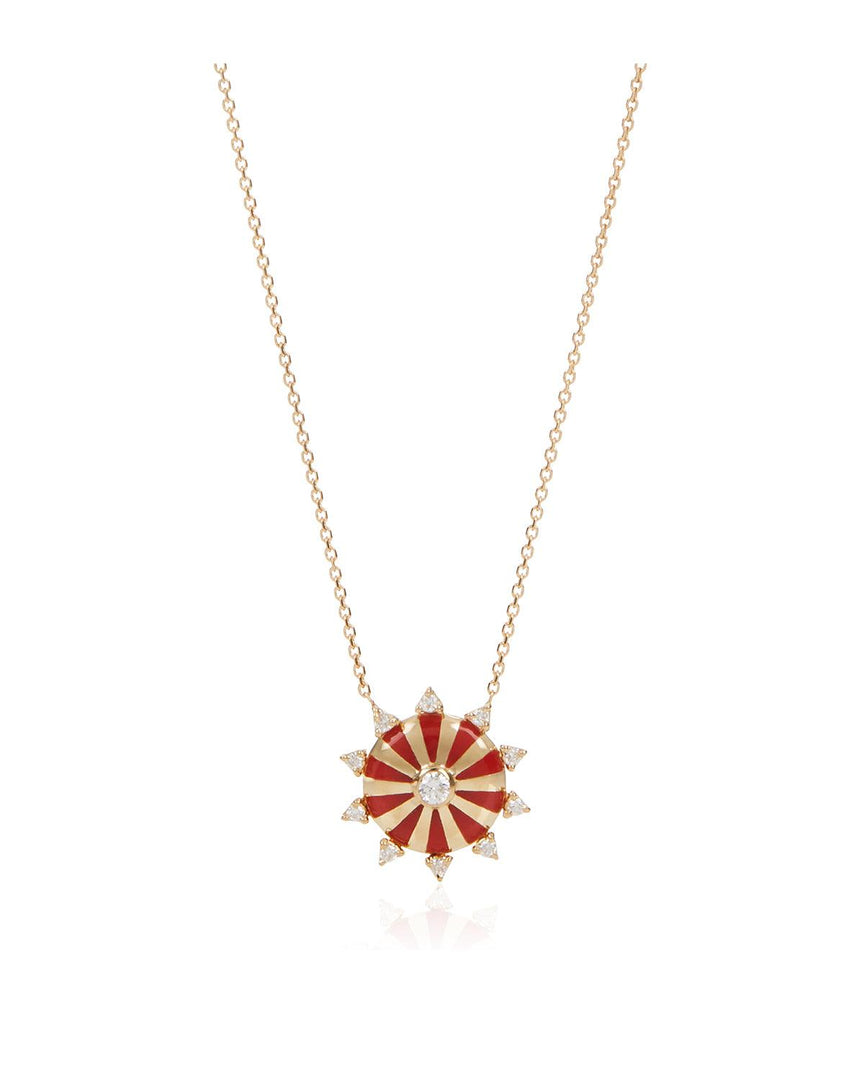 Mini Mila Sun Necklace with Diamonds - Yellow Gold