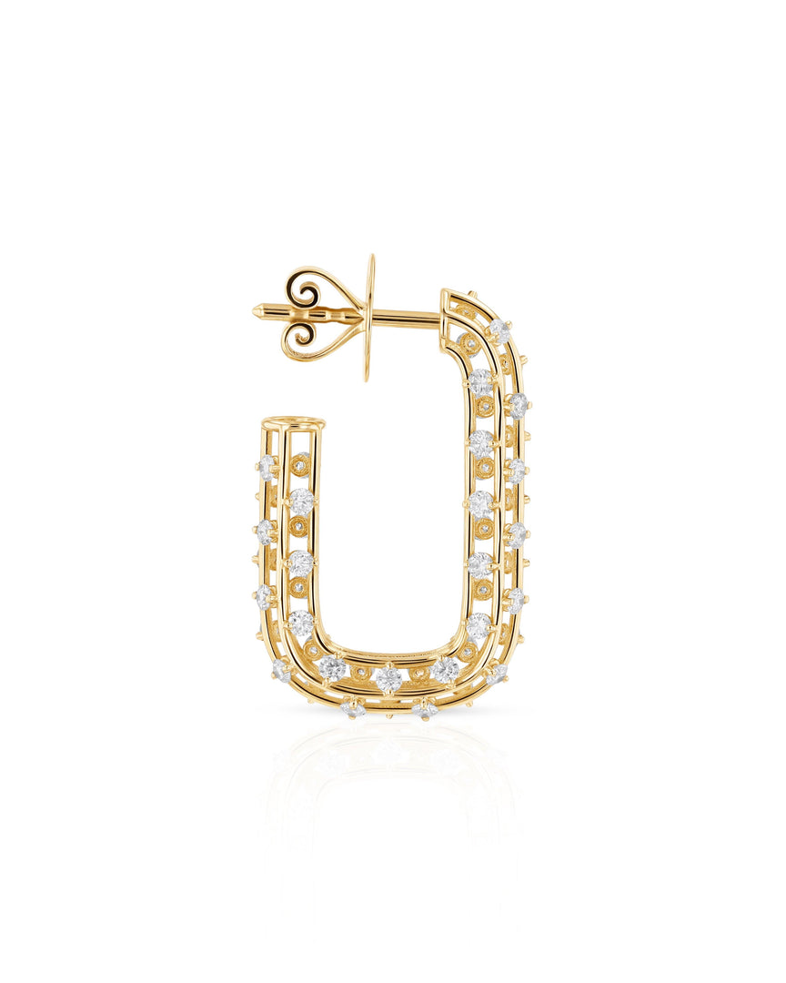 Cage Rectangle Earrings - Yellow Gold