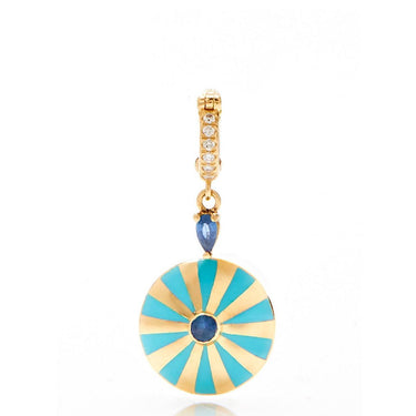 Small Mila Sun Pendant- Turquoise Enamel, Blue Sapphire