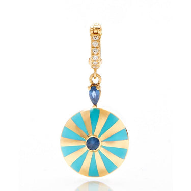 Medium Mila Sun Pendant- Turquoise Enamel, Blue Sapphire