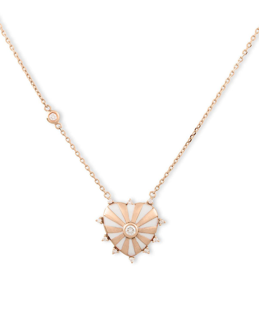 Small Mila Heart necklace with Diamonds around