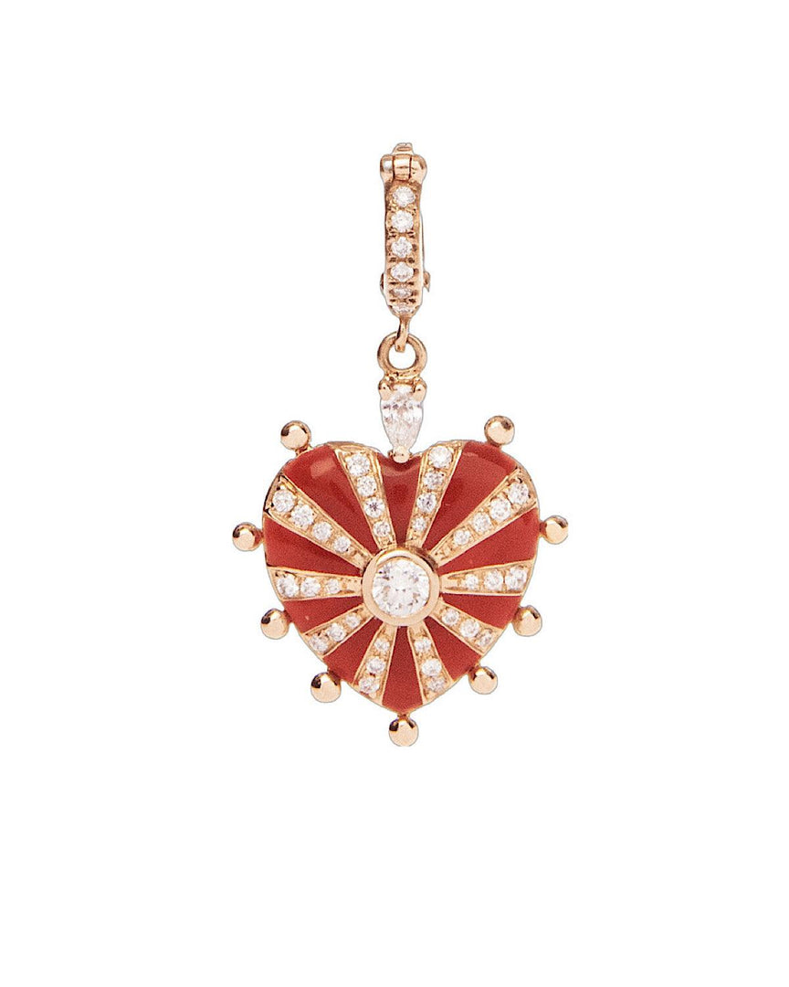 Medium Mila Heart Pendant- Red Enamel, Diamonds
