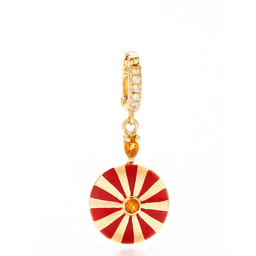 Small Mila Sun Pendant- Red Enamel, Citrine