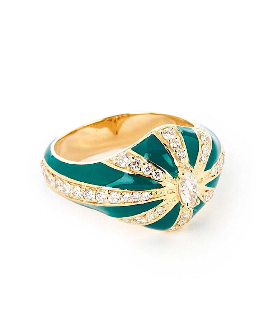 Lila Ring, Green Enamel