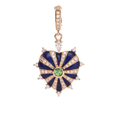 Medium Mila Heart Pendant- Lapis Enamel, Tsavorite