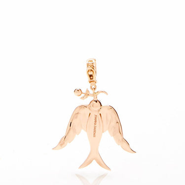 Alicia Bird Pendant- Brown Diamonds, Black Enamel