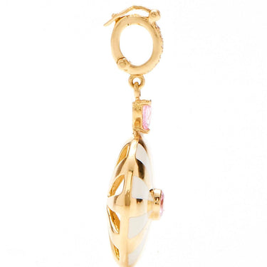 Large Mila Sun Pendant- White Enamel, Pink Sapphire