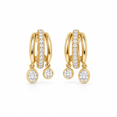 3 in 1 Gold and Diamond Drop Earrings