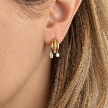 3 in 1 Gold and Diamond Drop Earrings