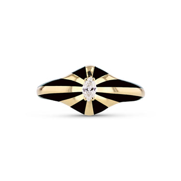 Baby Lila Ring, Black Enamel