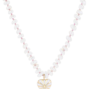 Beaded Mini Mila Heart Necklace - Yellow Gold