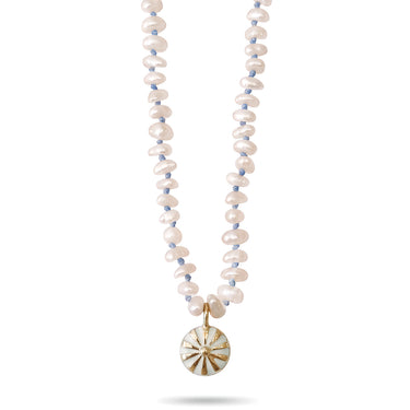 Beaded Mini Mila Sun Necklace- Yellow Gold