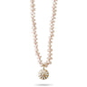 Beaded Mini Mila Sun Necklace in 18K gold with white diamonds and freshwater pearl by Joanna Dahdah, image 1