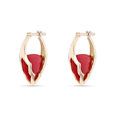 Small Arcade Earrings Red Coral