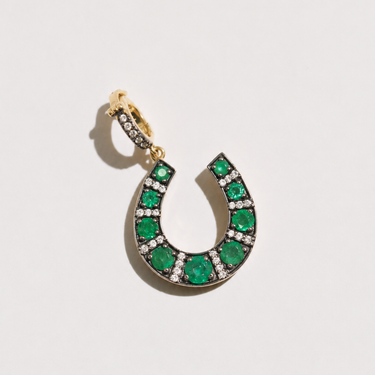 Horseshoe Pendant, Tsavorite, Yellow Gold