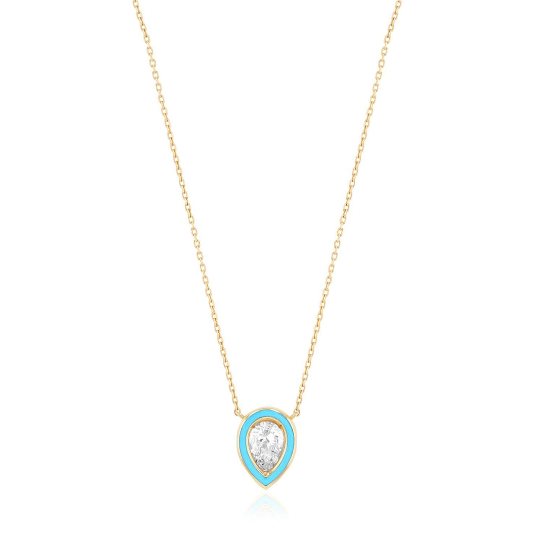 Enamel Diamond Pear Necklace