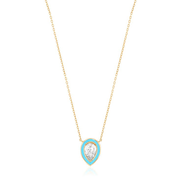 Enamel Diamond Pear Necklace