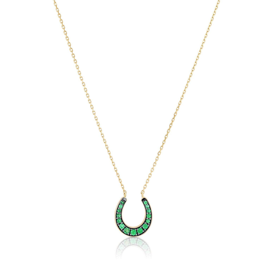 Horseshoe Necklace - Tsavorite, Black Enamel