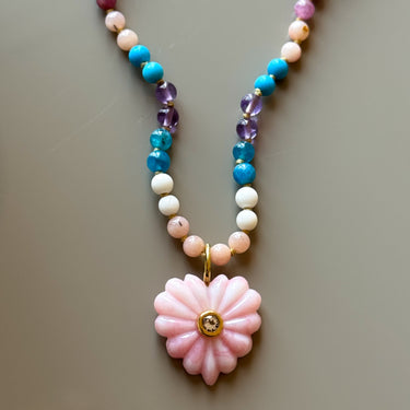 Small Love Necklace Pink Agate