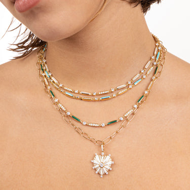 Merveilles الملكيت والماس الأبيض قلادة