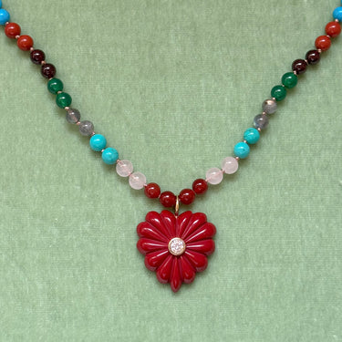 Large Love Necklace Red Agate