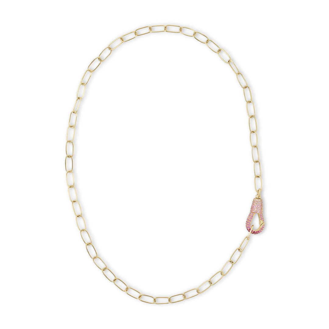 Large Pink Sapphire Ombre hook chain 40cm