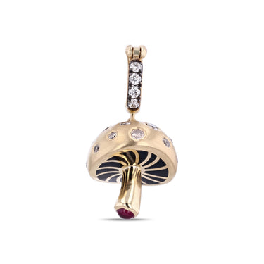 Mini Mushroom Pendant, Scattered Diamonds