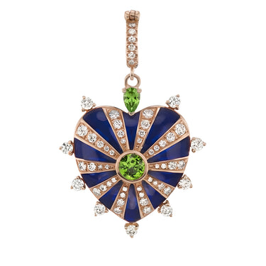 قلادة ميلا القلبية الكبيرة - مينا اللازورد الأزرق، تسافوريت