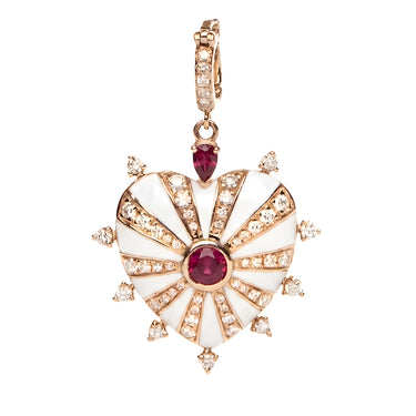 قلادة ميلا القلبية الكبيرة - مينا عاجية، ياقوت