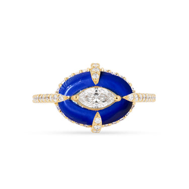 Merveilles Oval Ring, Lapis Blue - Yellow Gold