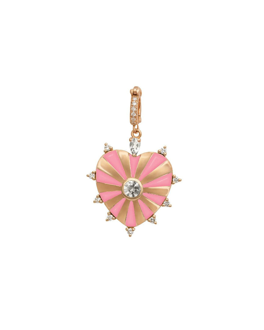 Medium Mila Heart Pendant- Pink Enamel, White Diamond