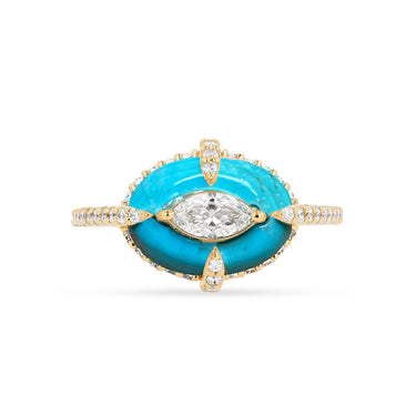 Merveilles Oval Ring, Turquoise - Yellow Gold