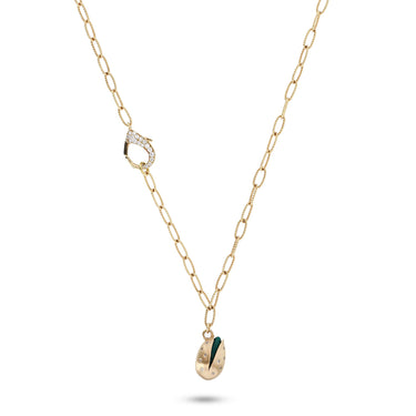 Mini Pistachio necklace with Diamond Hook