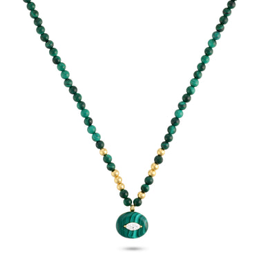 Malachite and Gold Beads Necklace
