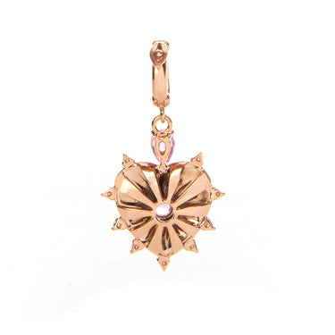 قلادة ميلا الصغيرة على شكل قلب، مينا أزرق، ياقوت وردي وألماس - ذهب أصفر