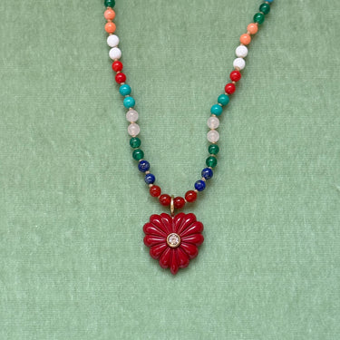Small Love Necklace Red Agate