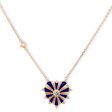 Small Mila Heart necklace with Diamonds around - Yellow Gold