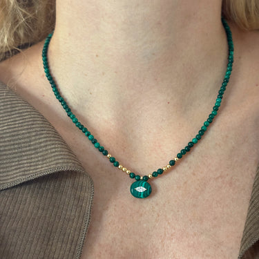 Malachite and Gold Beads Necklace
