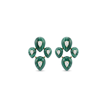 Petites Merveilles Cocktail Earrings- Malachite