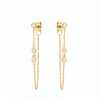 Alexa, 3 Diamonds Chain Earrings