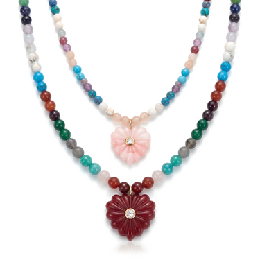 قلادة حب صغيرة من العقيق الوردي