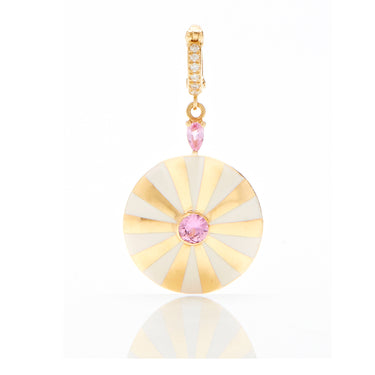 قلادة ميلا صن كبيرة - مينا أبيض، ياقوت وردي