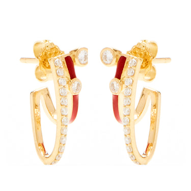 3 In 1 Earrings - Red Enamel